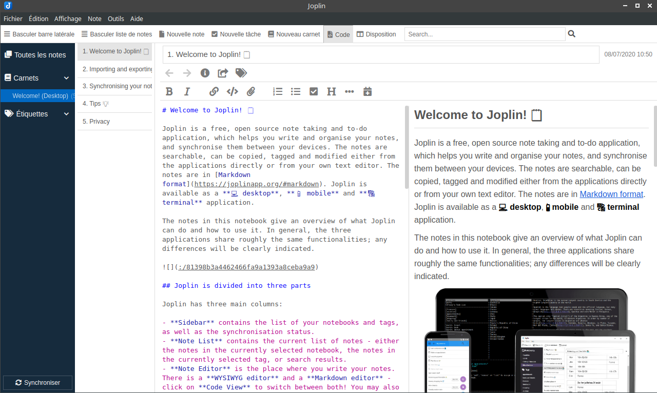 char-editor-width=80 Joplin desktop workspace with Markdown source and rendered preview